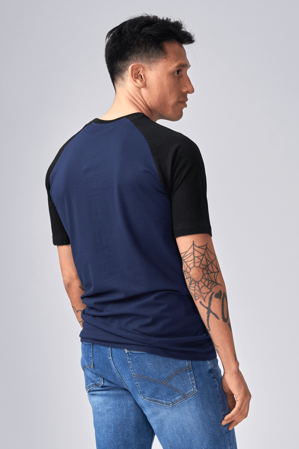 Basic Raglan T-shirt-Black-Navy