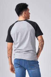 Basic Raglan T-shirt-zwart-licht grijs