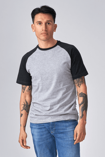 Basic Raglan T-shirt-zwart-licht grijs