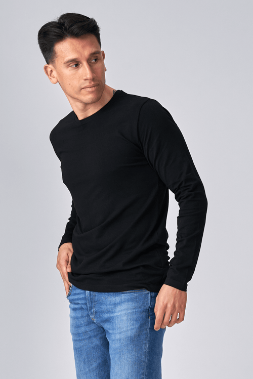 Met lange mouwen Muscle T -shirt - zwart