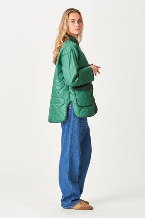 Quilted Block Jacket - Green