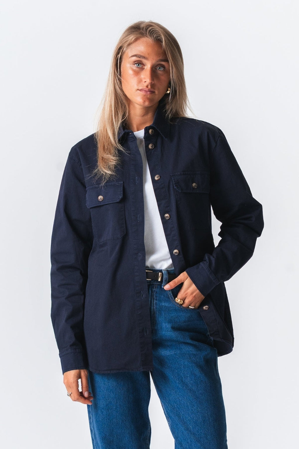 Amber Twill overhemd - marineblauw