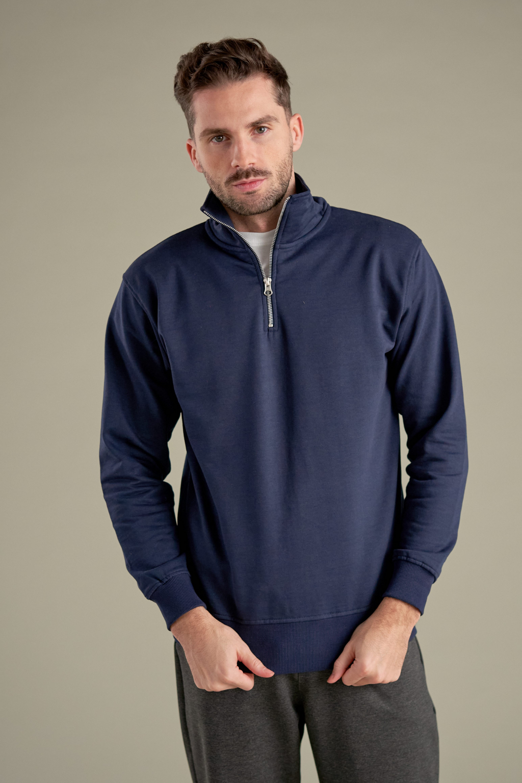 Sweatshirt halve zip - marine