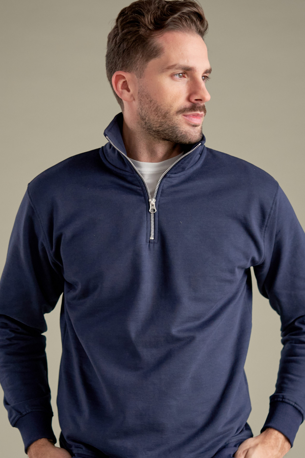 Sweatshirt halve zip - marine
