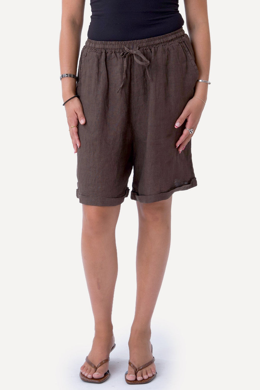 Linnen Shorts - Bruin