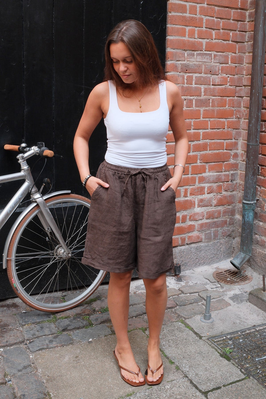 Linnen Shorts - Bruin