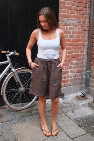 Linnen Shorts - Bruin