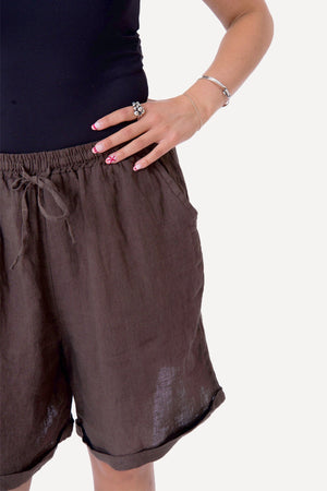 Linnen Shorts - Bruin