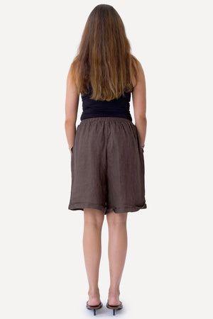 Linnen Shorts - Bruin