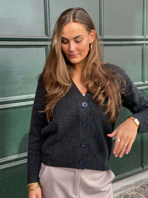 Knitted Cardigan - Dark Grey Melange