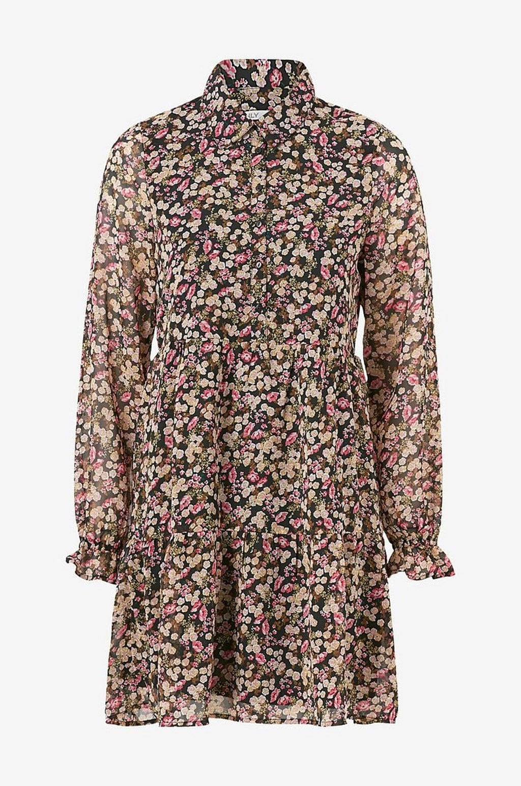 Ingrid lange mouwen jurk - bruin