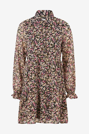 Ingrid lange mouwen jurk - bruin