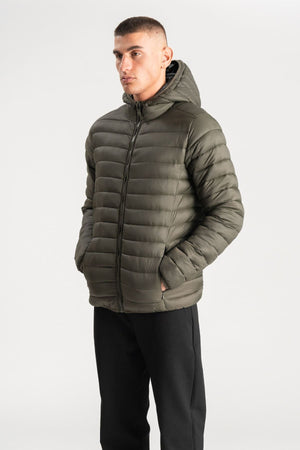 Lichte Pufferjas met capuchon - Olijf
