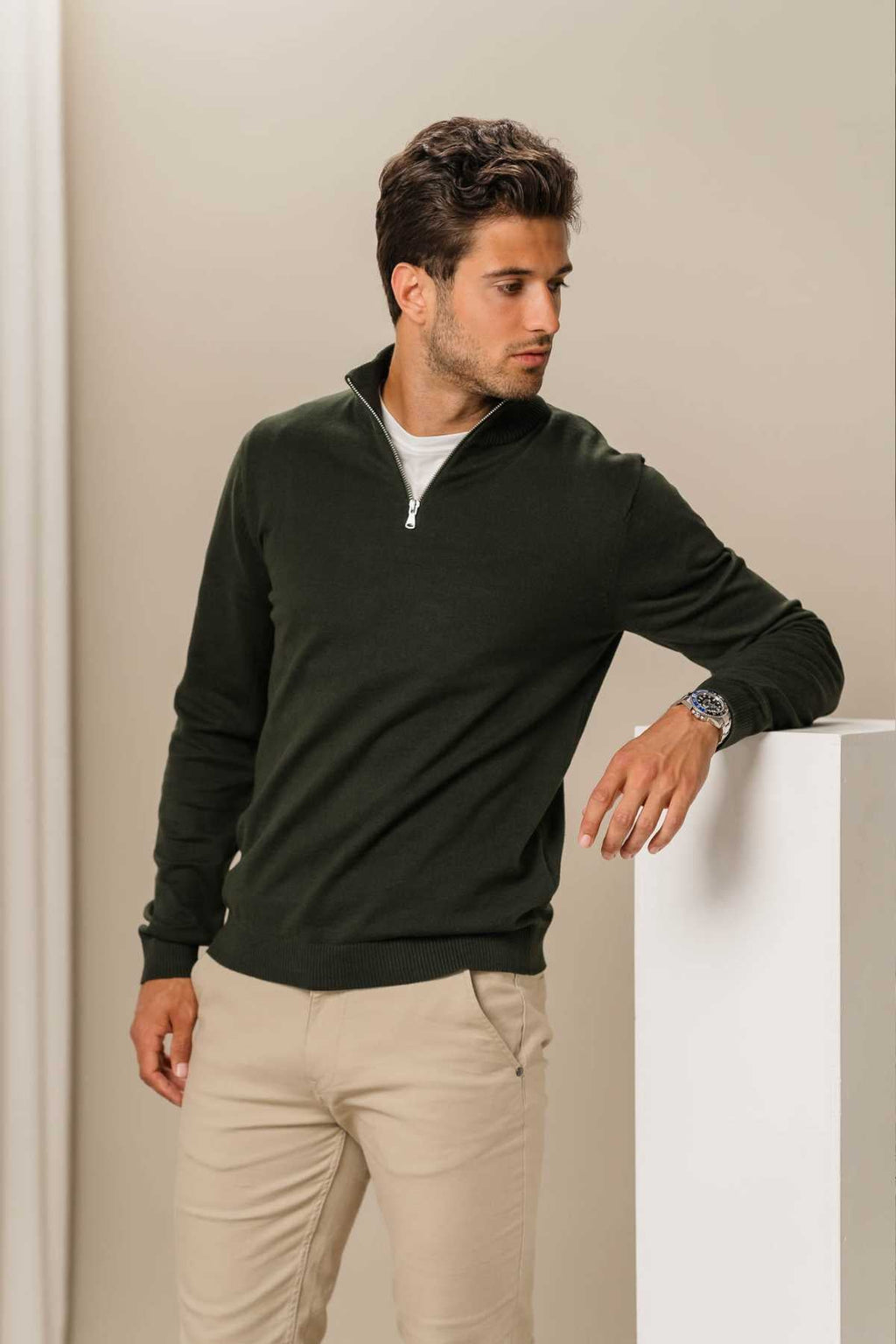 Pullover Half Rits - Leger