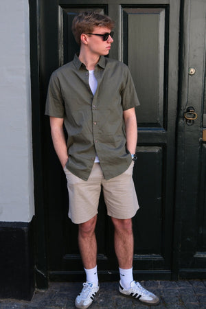 Short Sleeve Linen Shirt - Army