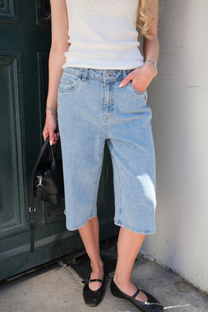 Isra Bermuda Shorts - Medium Blauwe denim