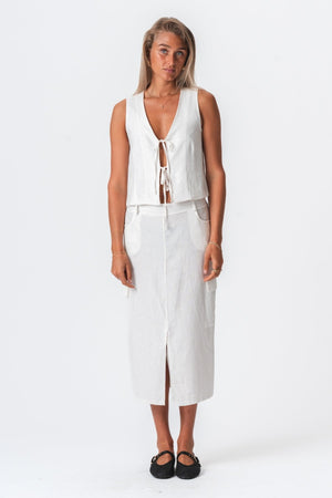 Linen Skirt - White
