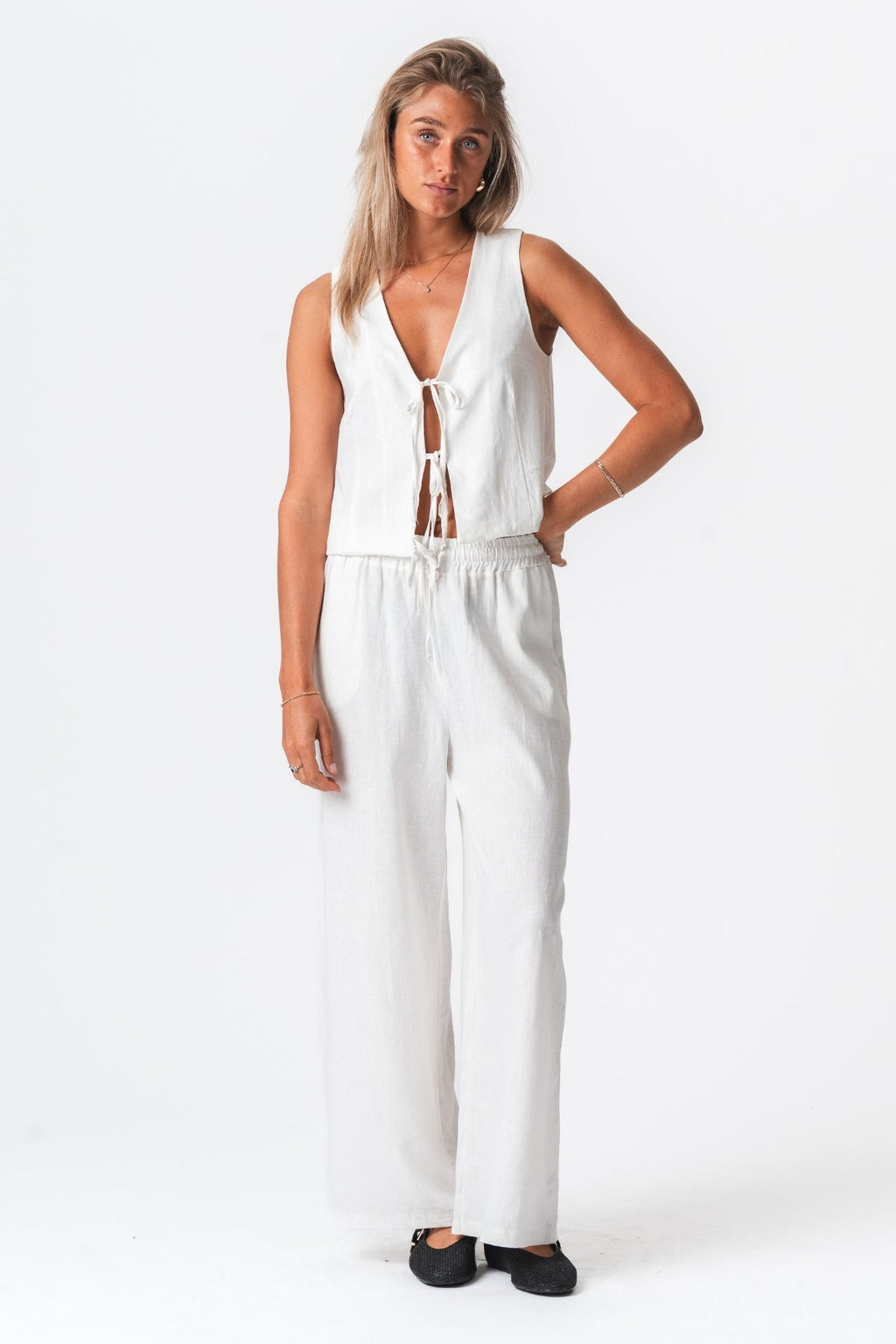 Linnenvest - uit wit