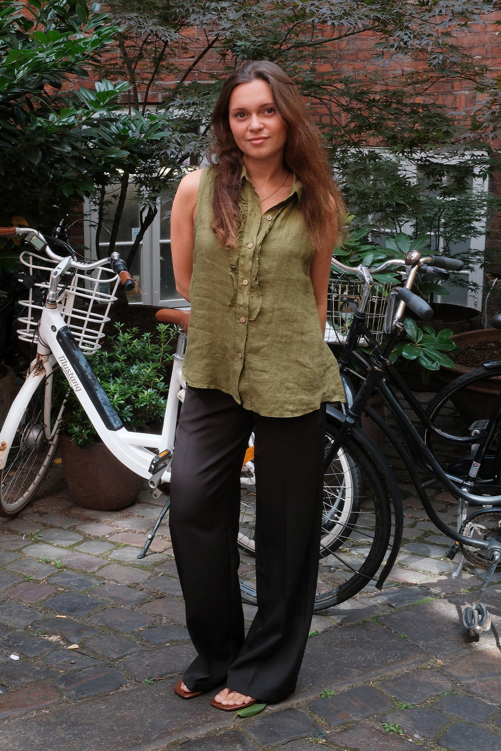 Mio Linen Top - Olive