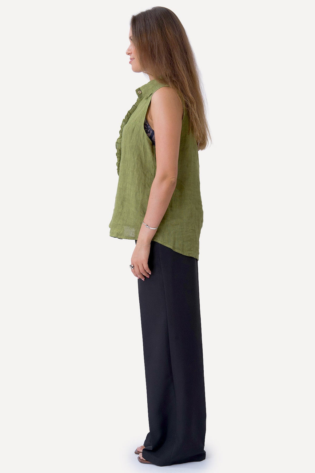 Mio Linen Top - Olive
