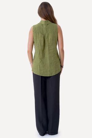 Mio Linen Top - Olive