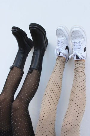 Nilla -legging - naakt zwarte stip