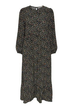 Amalie Midi -jurk - zwart / oranje