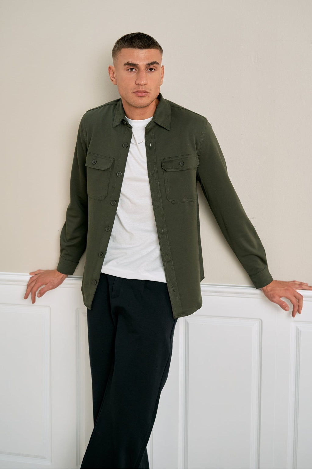 Performance Regular Overshirt - Dark Olive