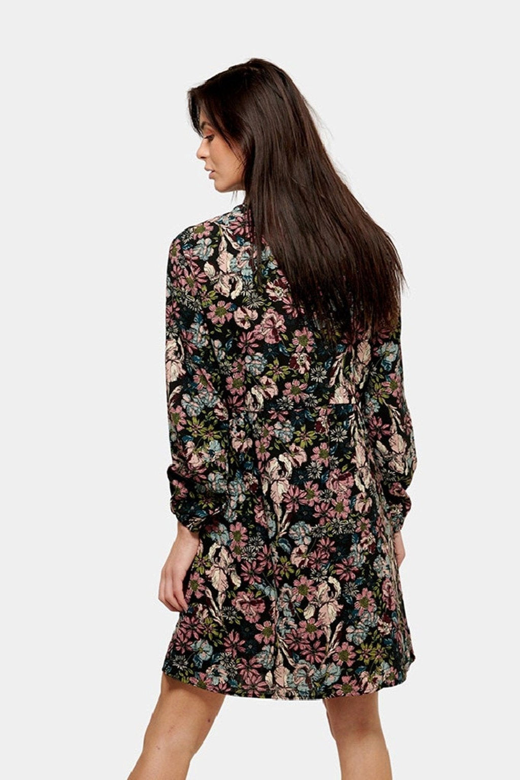 Gedrukte shirtjurk - zwart