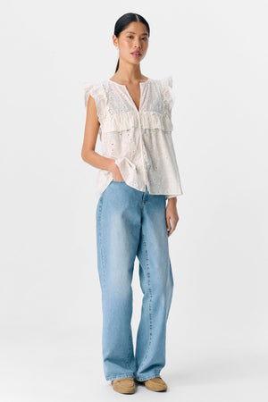 Cillie Frill Top - Cloud Dancer