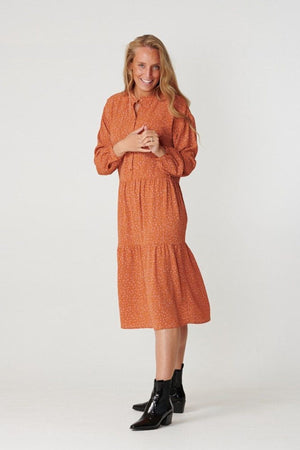Sara lange mouwen jurk - Rosa