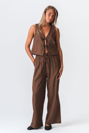 Linen Pants - Brown