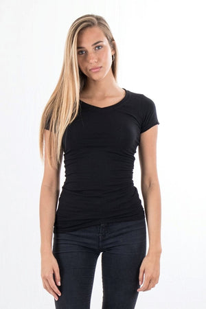 Slanke vneck basic T -shirt - zwart