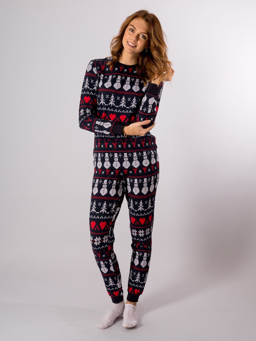 Snowflake Women Pyjamas - Navy - TeeShoppen - Blå