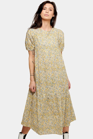 Sofie Long Dress - Blue & Yellow Floral