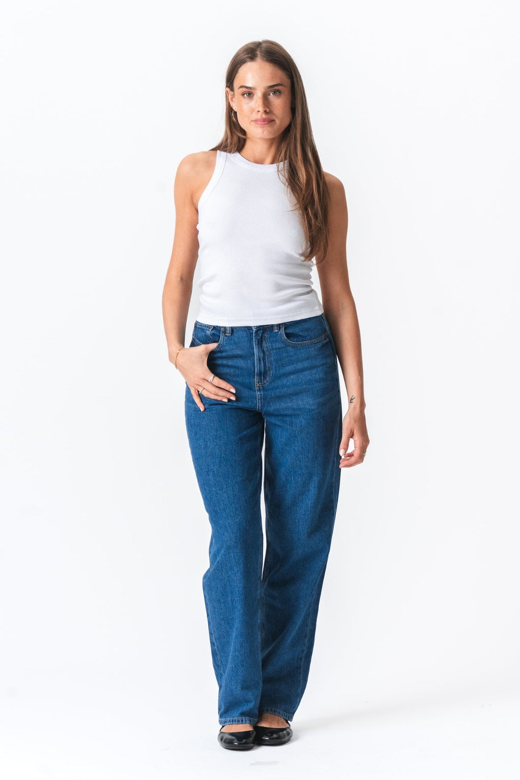 Geribbelde top - wit