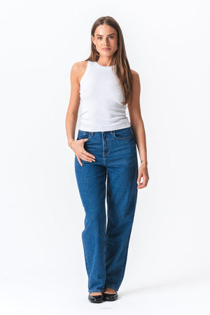 Geribbelde top - wit