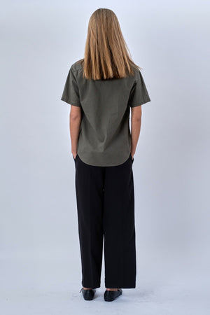 Short Sleeve Linen Shirt - Army