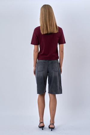 Boyfriend Tee - Burgundy Red