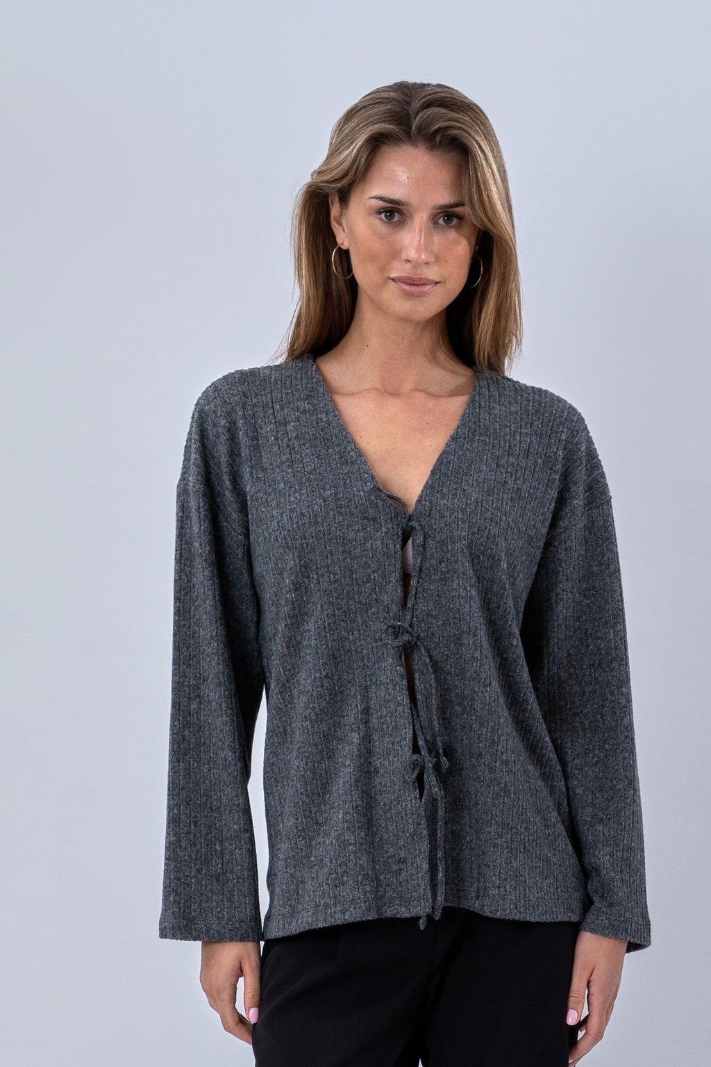 Ivy Tie Blouse Gebreid - Grijs