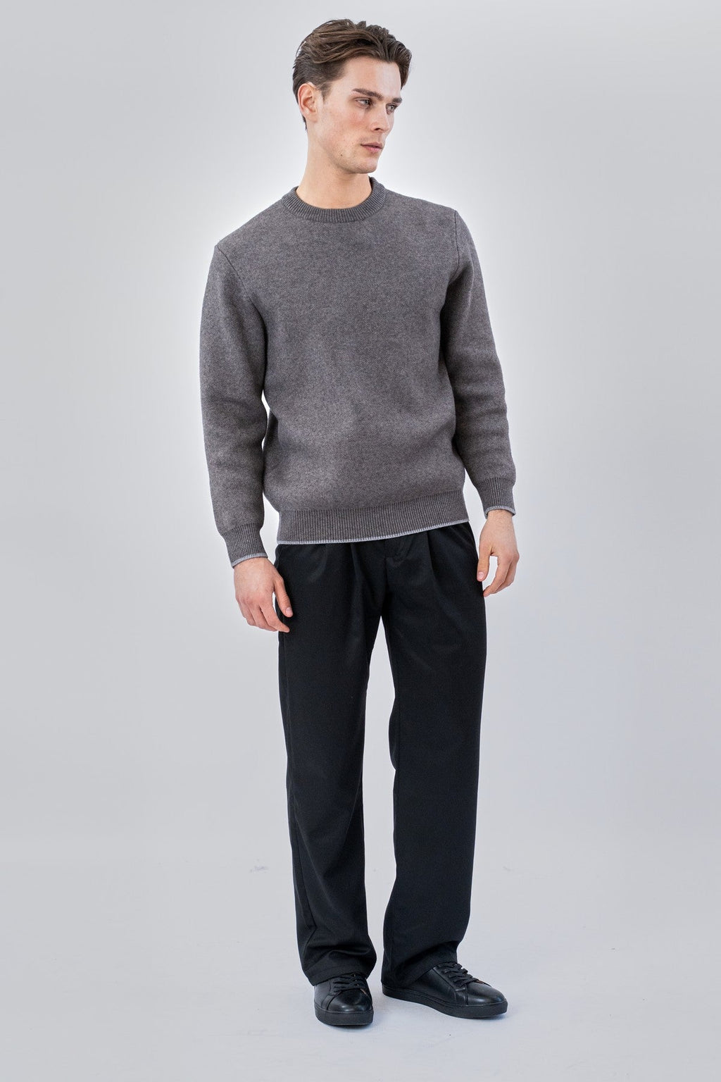 Trui met ronde hals - grijs