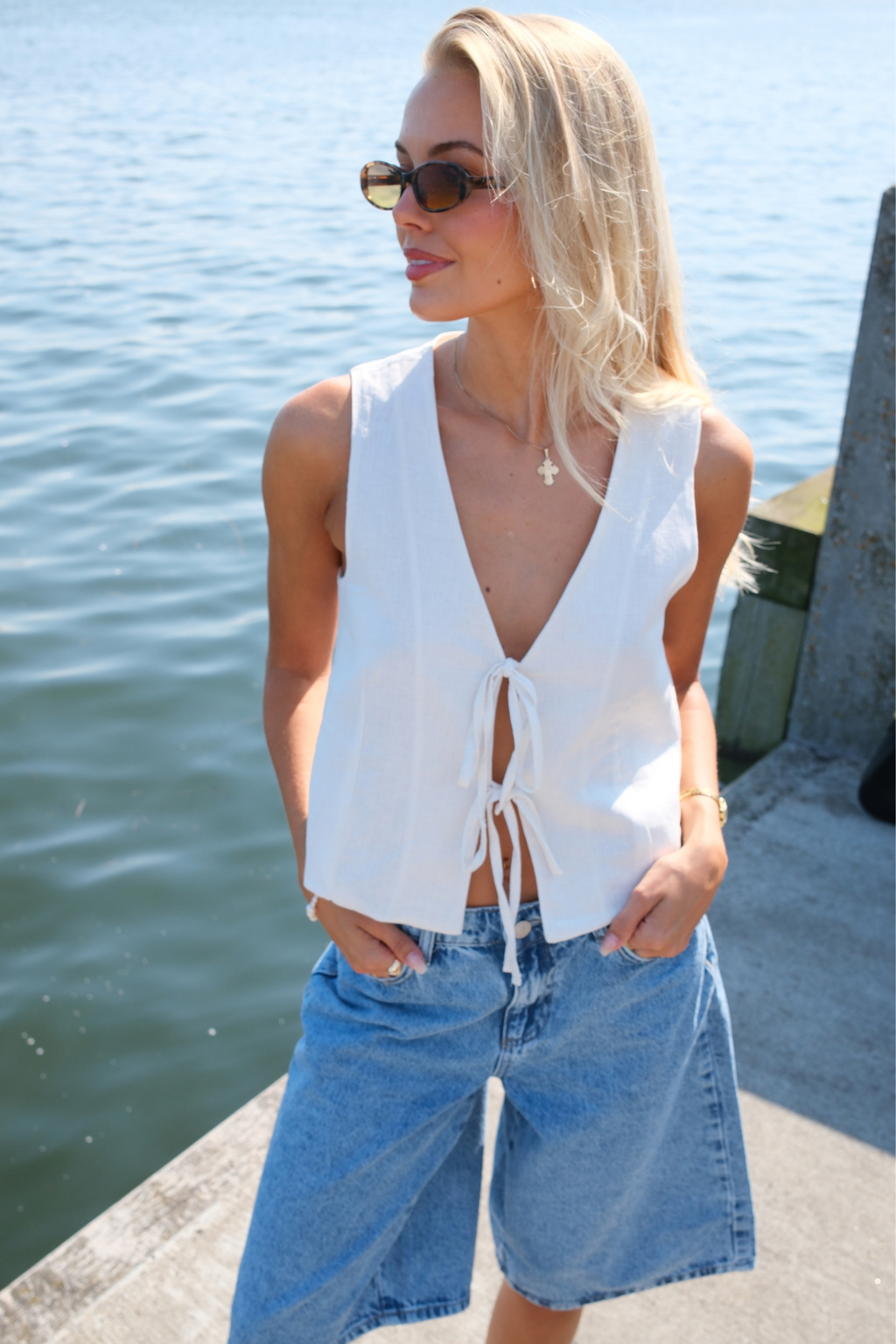 Sky Denim Jorts - Medium Blue Denim