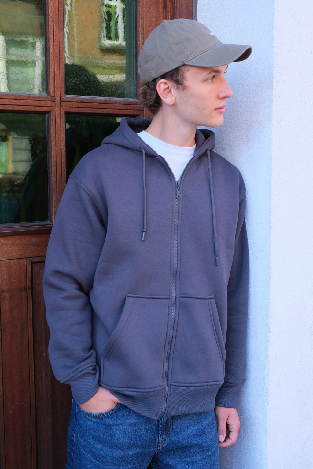 Relaxed Zip Hoodie - Dark Grey
