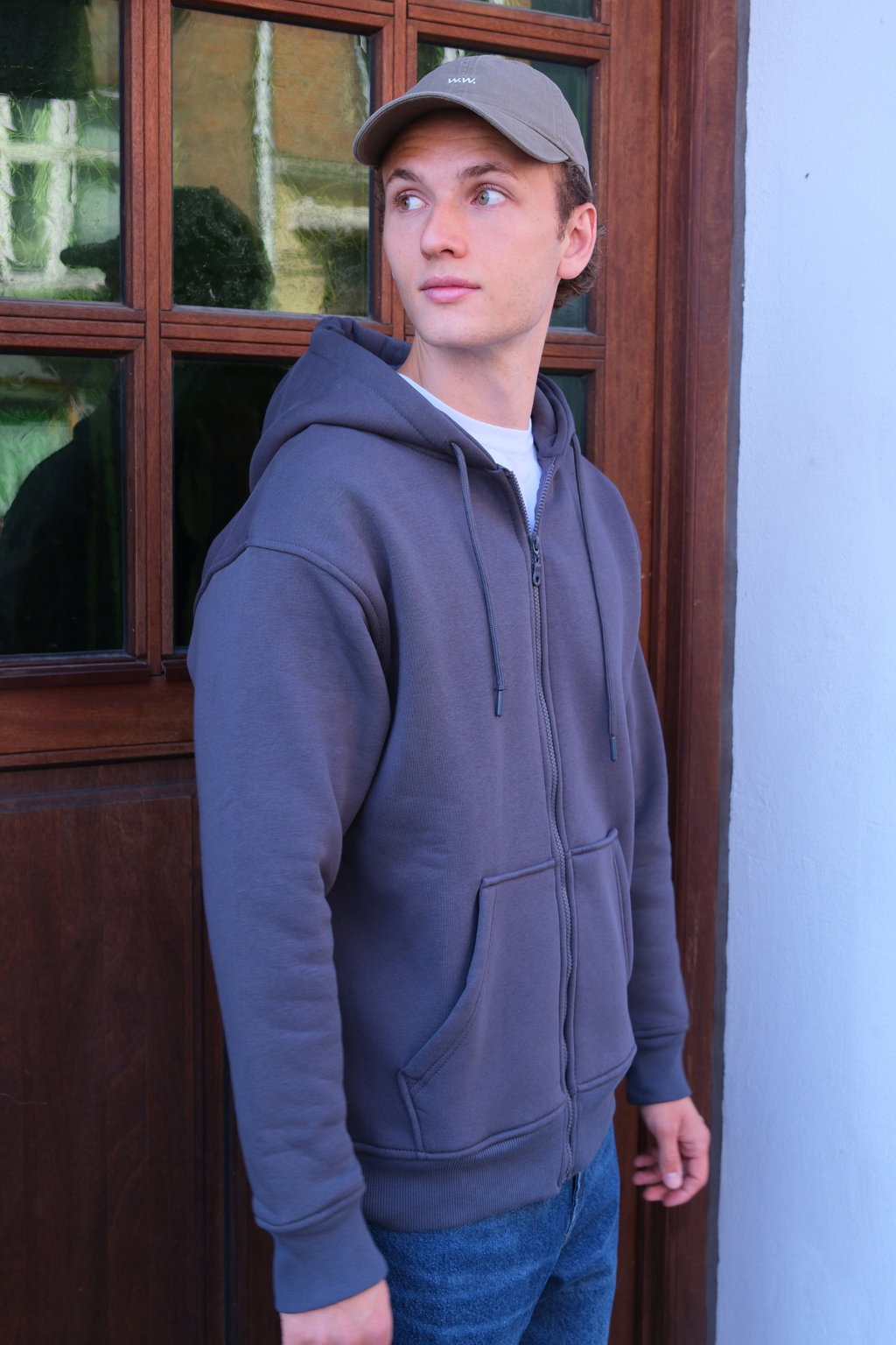 Relaxed Zip Hoodie - Dark Grey