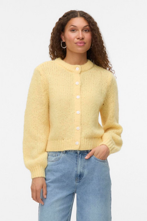 Wilo O -Neck Cardigan - Pale Banaan