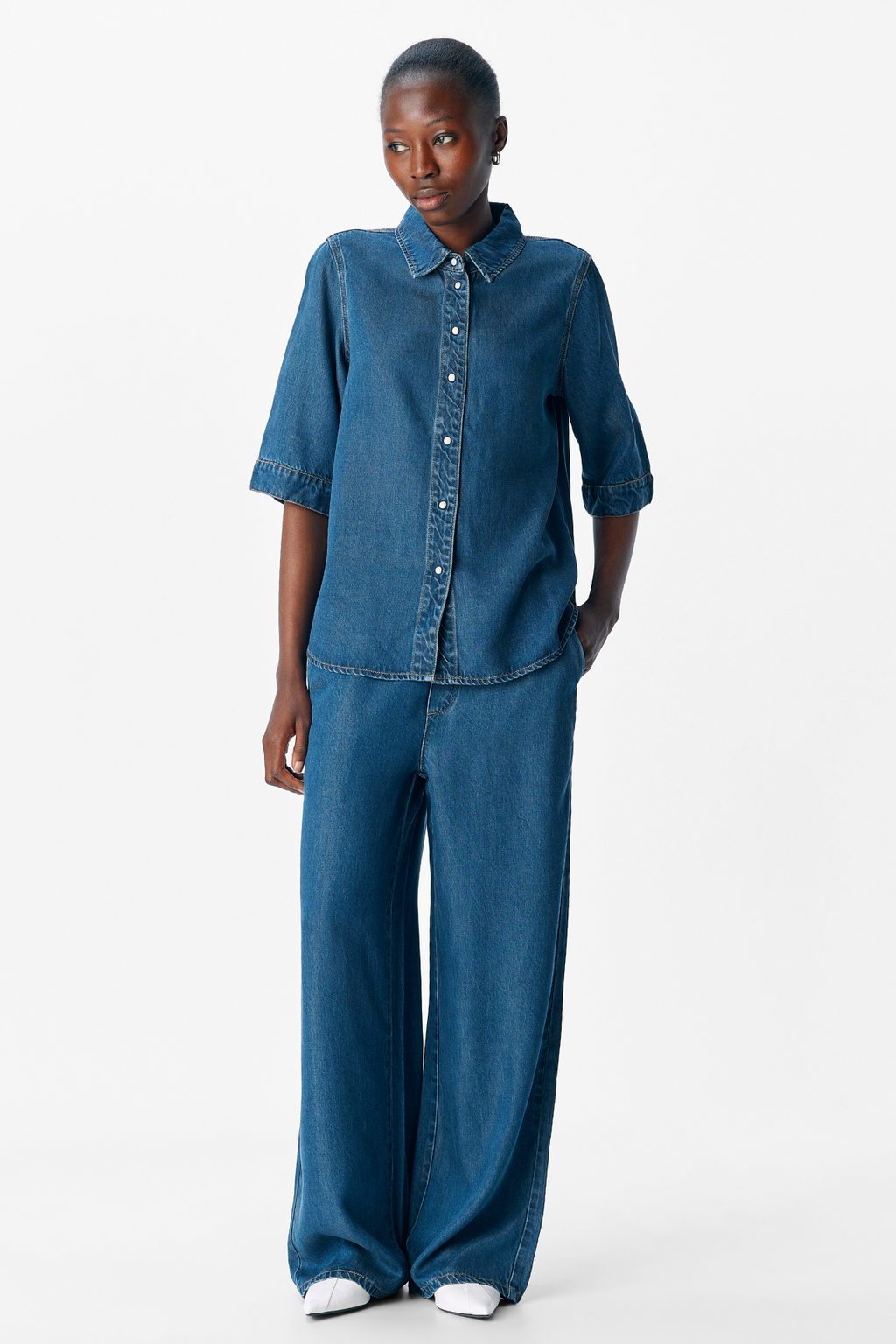 Frame 2/4 Denim Top - Dark Blue Denim Rinse wash