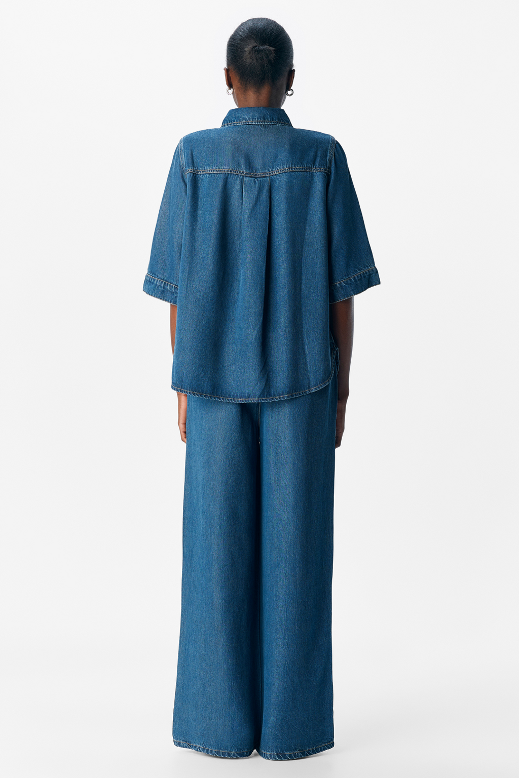 Frame 2/4 denim top - donkerblauwe denim spoelt wassen