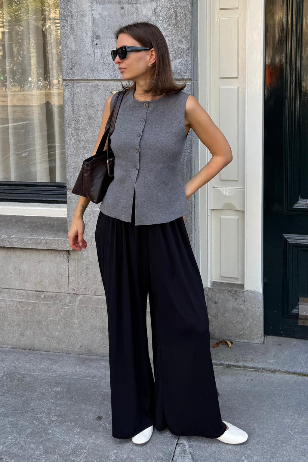 Reynard Knit Vest - Medium Gray Melange