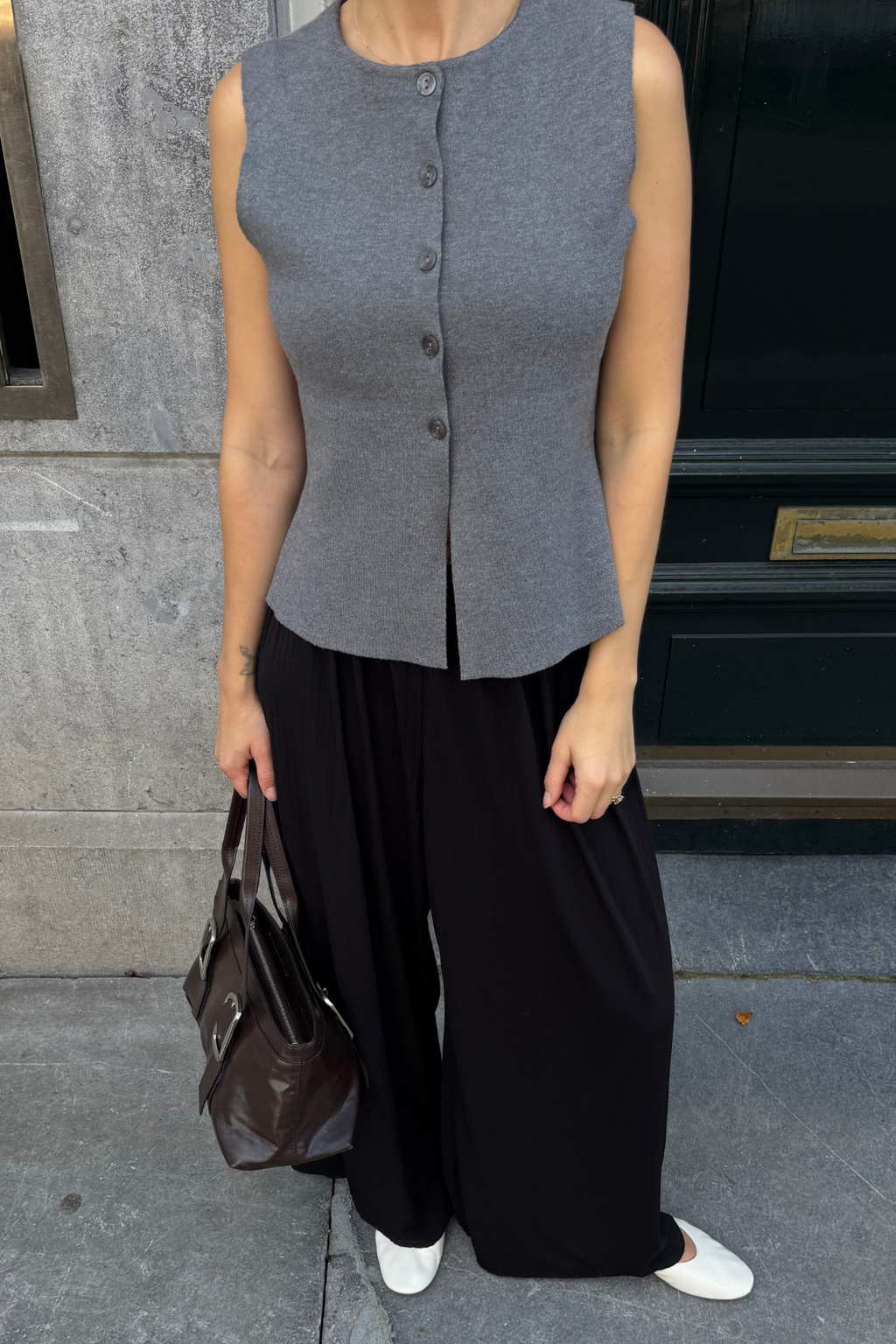 Reynard Knit Vest - Medium Gray Melange