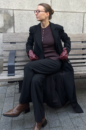 Ukino o -neck gebreide vest - chocoladeplum